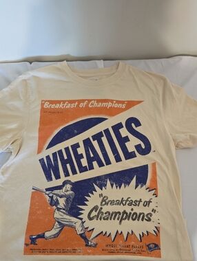 'Breakfast of Champions' Graphic Tee - Cream/Orange/Blue